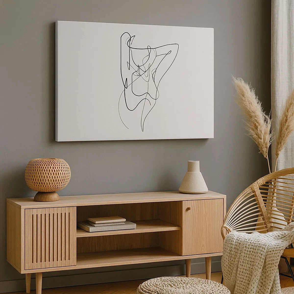 Obraz na płótnie - Minimalistyczny kontur kobiecej sylwetki - 70x50cm - Naprawdę, jaka jesteś... - Nowoczesna dekoracja ścienna do salonu i sypialni ARTTOR