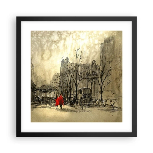 Plakat w czarnej ramie - Randka w londyńskiej mgle - 40x40 cm
