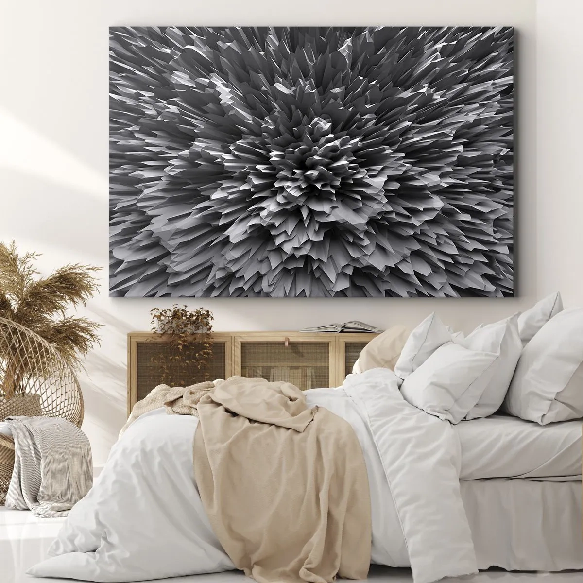 Obraz na płótnie - Abstrakcyjna struktura w odcieniach szarości - 70x50cm - Już ostrzej się nie da - Nowoczesna dekoracja ścienna do salonu i sypialni ARTTOR