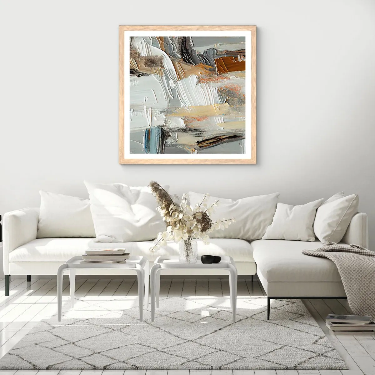 Plakat w ramie jasny dąb - Barwne nawarstwienia - 30x30 cm