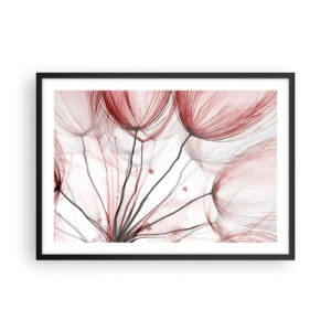 Plakat w czarnej ramie - Delikatne kwiaty w odcieniach czerwieni na jasnym tle - 70x50cm - Przed odlotem - Nowoczesna dekoracja ścienna do salonu i sypialni ARTTOR