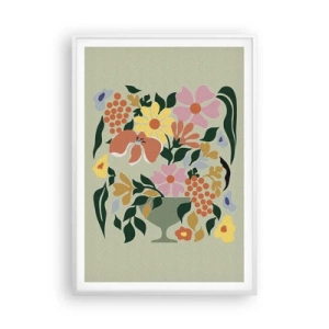 Plakat w białej ramie - Bukiet kipiący życiem - 70x100 cm