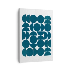Obraz na płótnie - Geometryczne kształty w odcieniach granatu na białym tle - 70x100cm - Koła i półkola - Nowoczesna dekoracja ścienna do salonu i sypialni ARTTOR