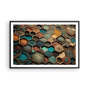 Plakat w czarnej ramie - Arabskie ornamenty – wariacja - 91x61 cm