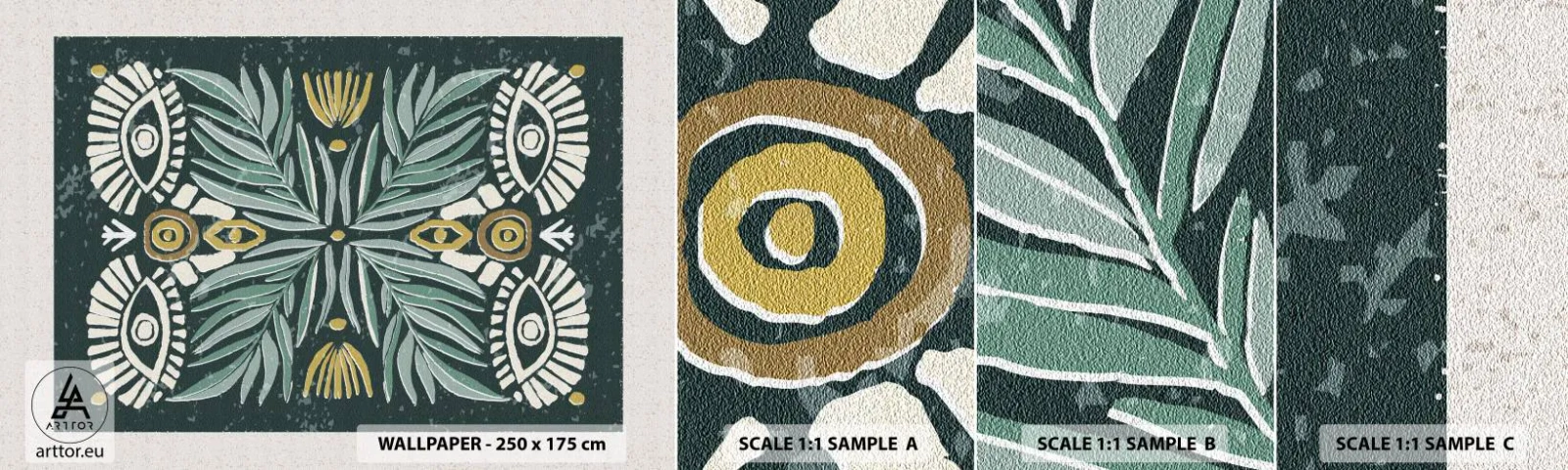 Fototapeta Próbka Standard Eco - Jak ludowa wycinanka - Boho, Wzór, Botanika - 100x30 cm