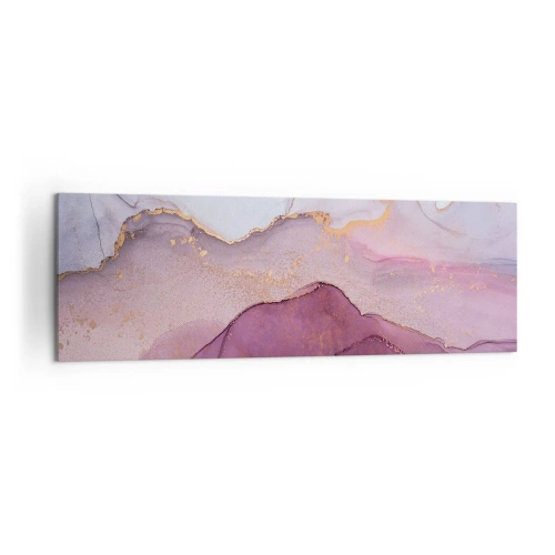 Obraz na płótnie - Abstrakcyjna kompozycja w odcieniach fioletu i złota - 160x50cm - Fale lila i fioletu - Nowoczesna dekoracja ścienna do salonu i sypialni ARTTOR