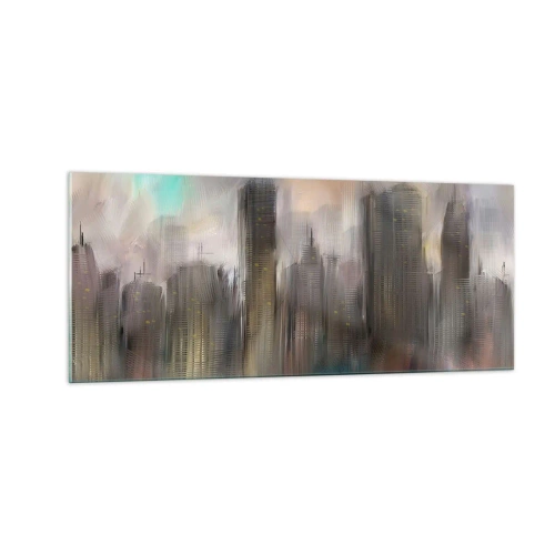 Obraz na szkle - Kompozycja ze stali, kamienia i mgły - 100x40 cm