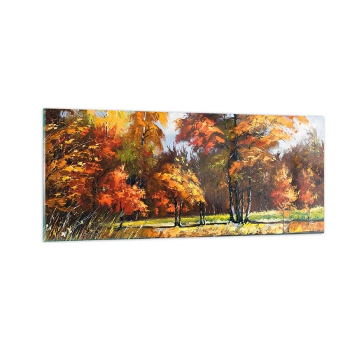 Obraz na szkle - Pejzaż w złocie i brązie - 100x40 cm