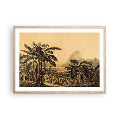 Plakat w ramie jasny dąb - w kolonialnym klimacie - 70x50 cm