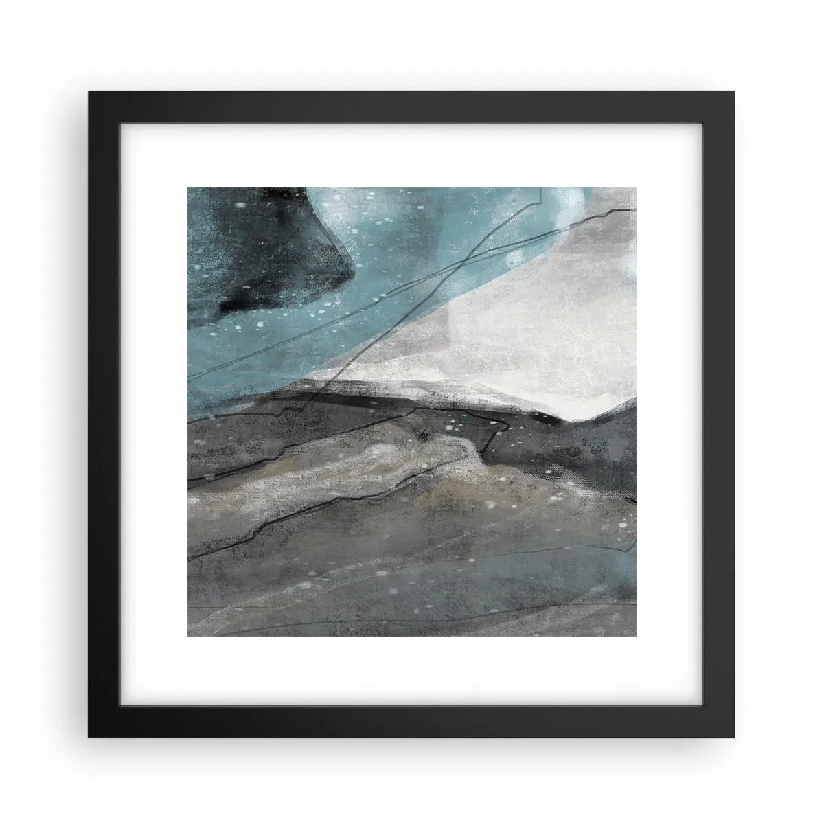 Plakat w czarnej ramie - Abstrakcja: skały i lód - 30x30 cm