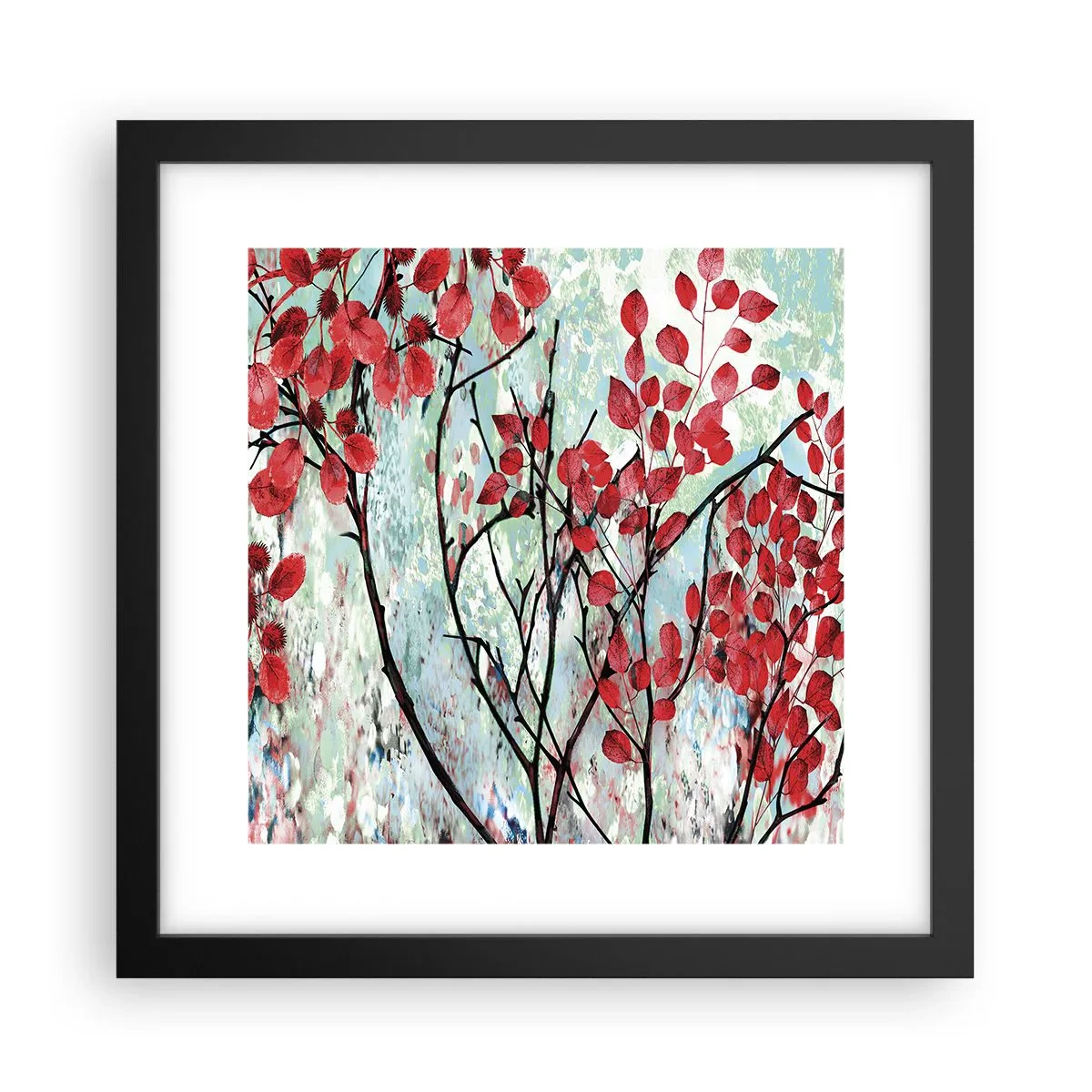 Plakat w czarnej ramie - Drzewo w szkarłacie - 30x30 cm