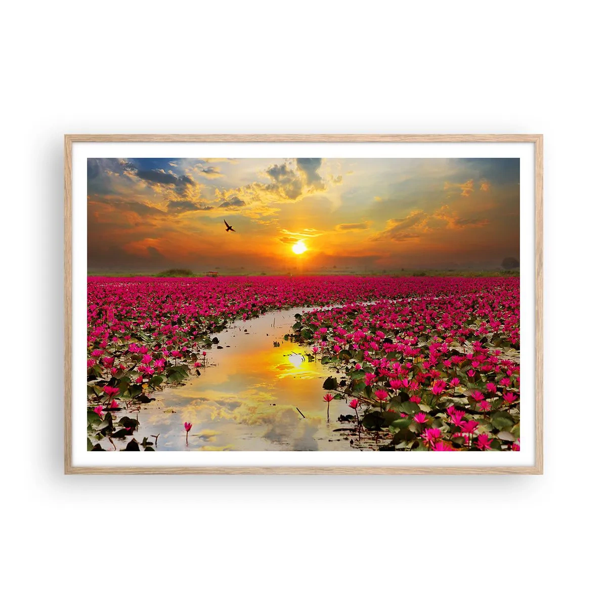 Plakat w ramie jasny dąb - Tajemne życie jeziora - 100x70 cm