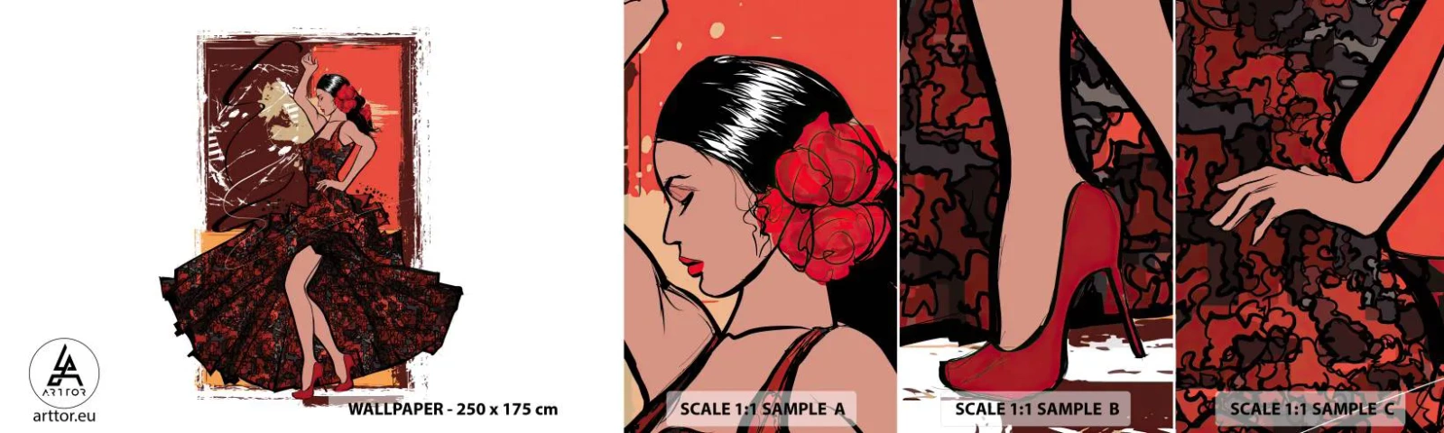 Fototapeta Próbka Standard Eco - W rytmie serca - Tancerka, Flamenco, Taniec - 100x30 cm