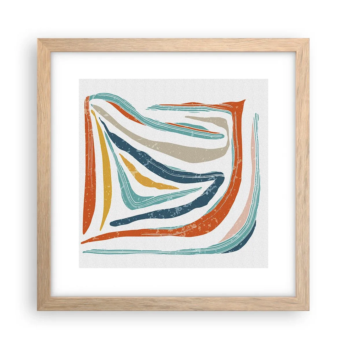 Plakat w ramie jasny dąb - Abstrakcja przyjaźnie uśmiechnięta - 30x30 cm