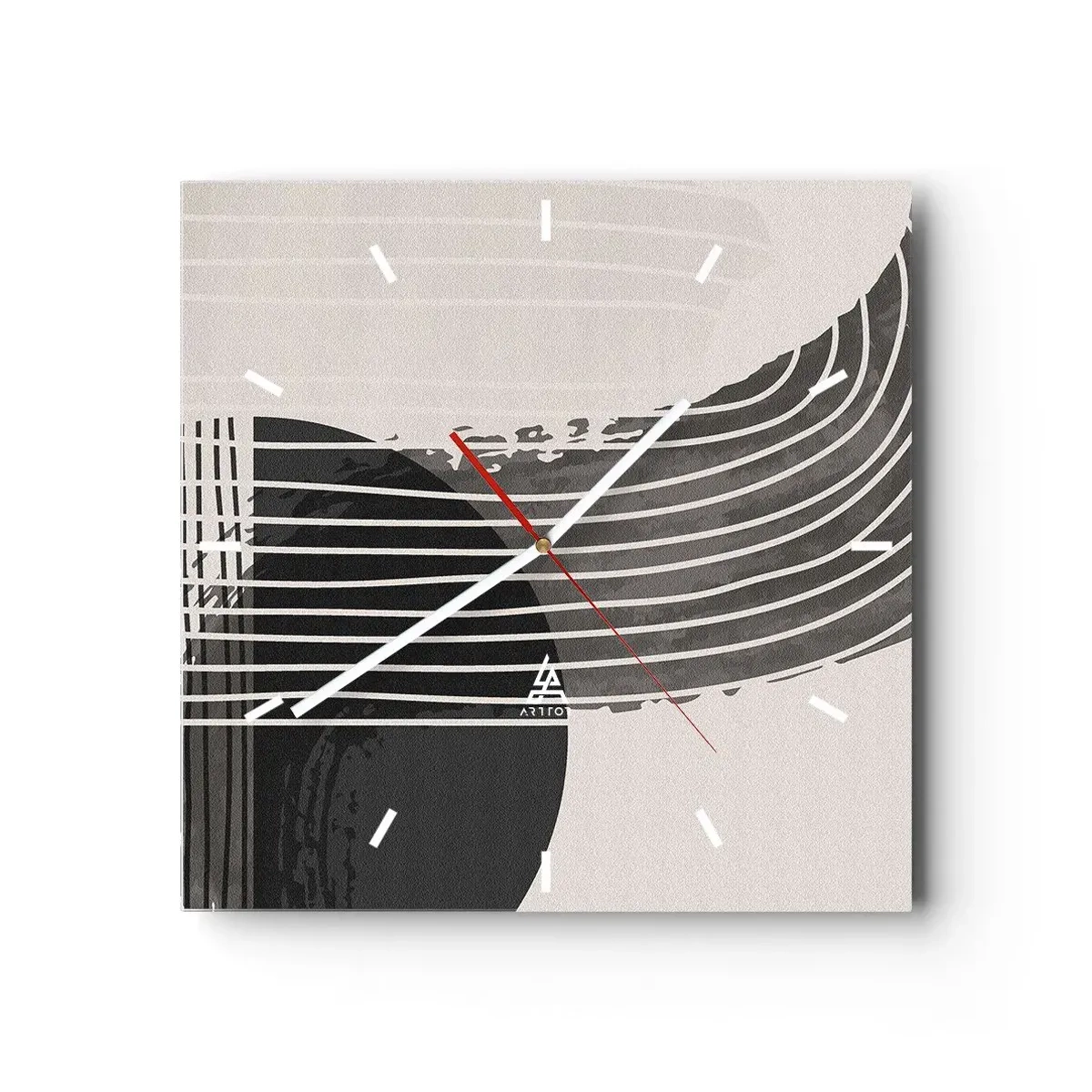 Zegar ścienny - Abstrakcyjny wzór z liniami i geometrycznymi kształtami - 30x30cm - Tam i z powrotem - Nowoczesna dekoracja ścienna do salonu i sypialni ARTTOR