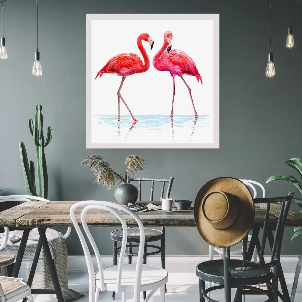 Plakat - Różowe randez-vous - 60x60 cm