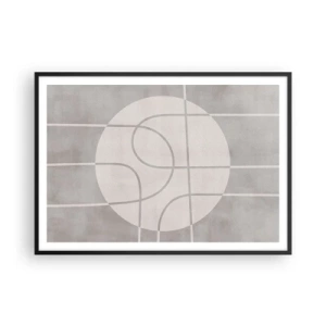 Plakat w czarnej ramie - Geometryczny wzór w odcieniach szarości i bieli - 100x70cm - Koliście i na wprost - Nowoczesna dekoracja ścienna do salonu i sypialni ARTTOR