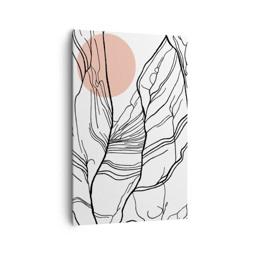 Obraz na płótnie - Minimalistyczne linie z geometrycznym akcentem - 80x120cm - W sieci gałązek - Nowoczesna dekoracja ścienna do salonu i sypialni ARTTOR