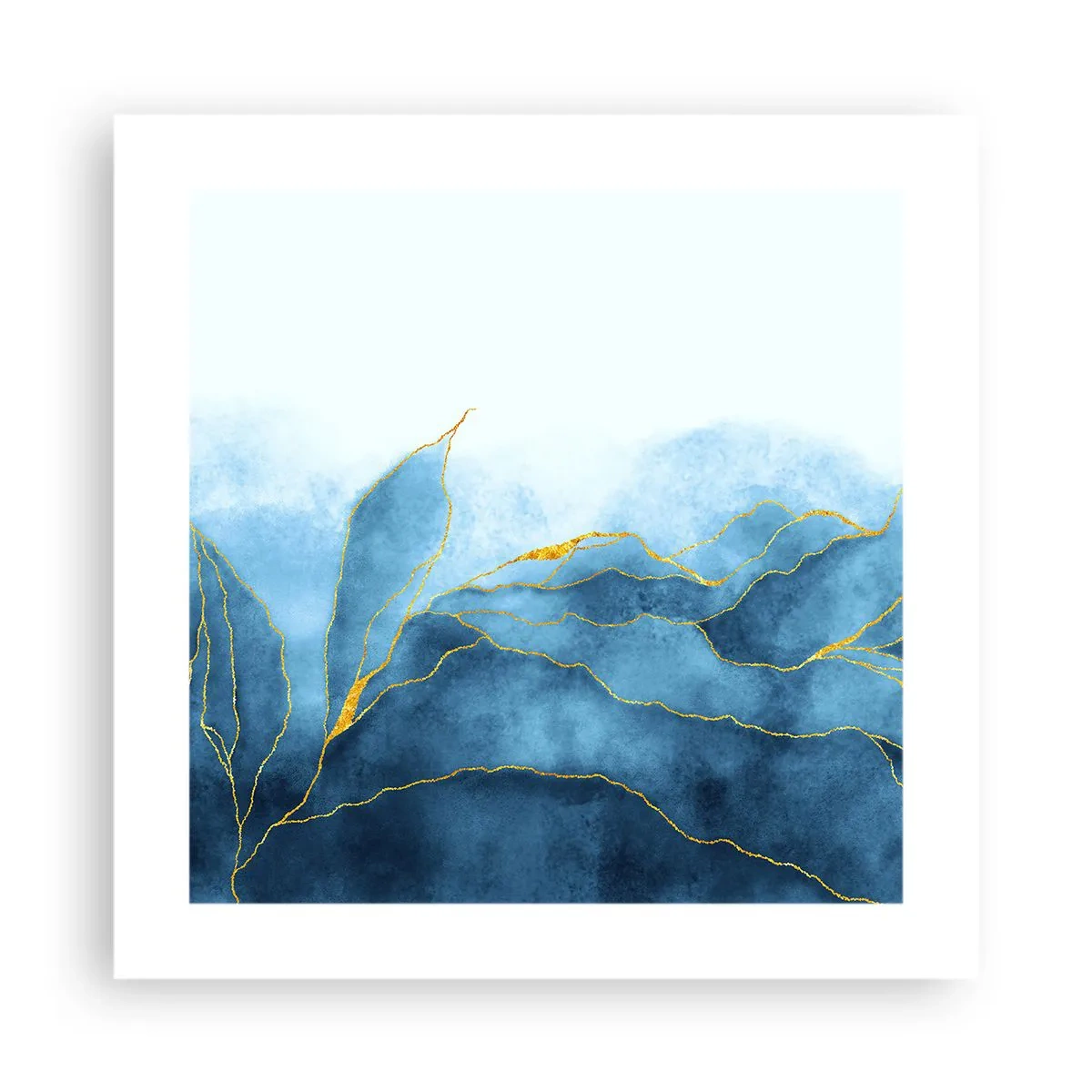 Plakat - Błękit w złocie - 40x40 cm