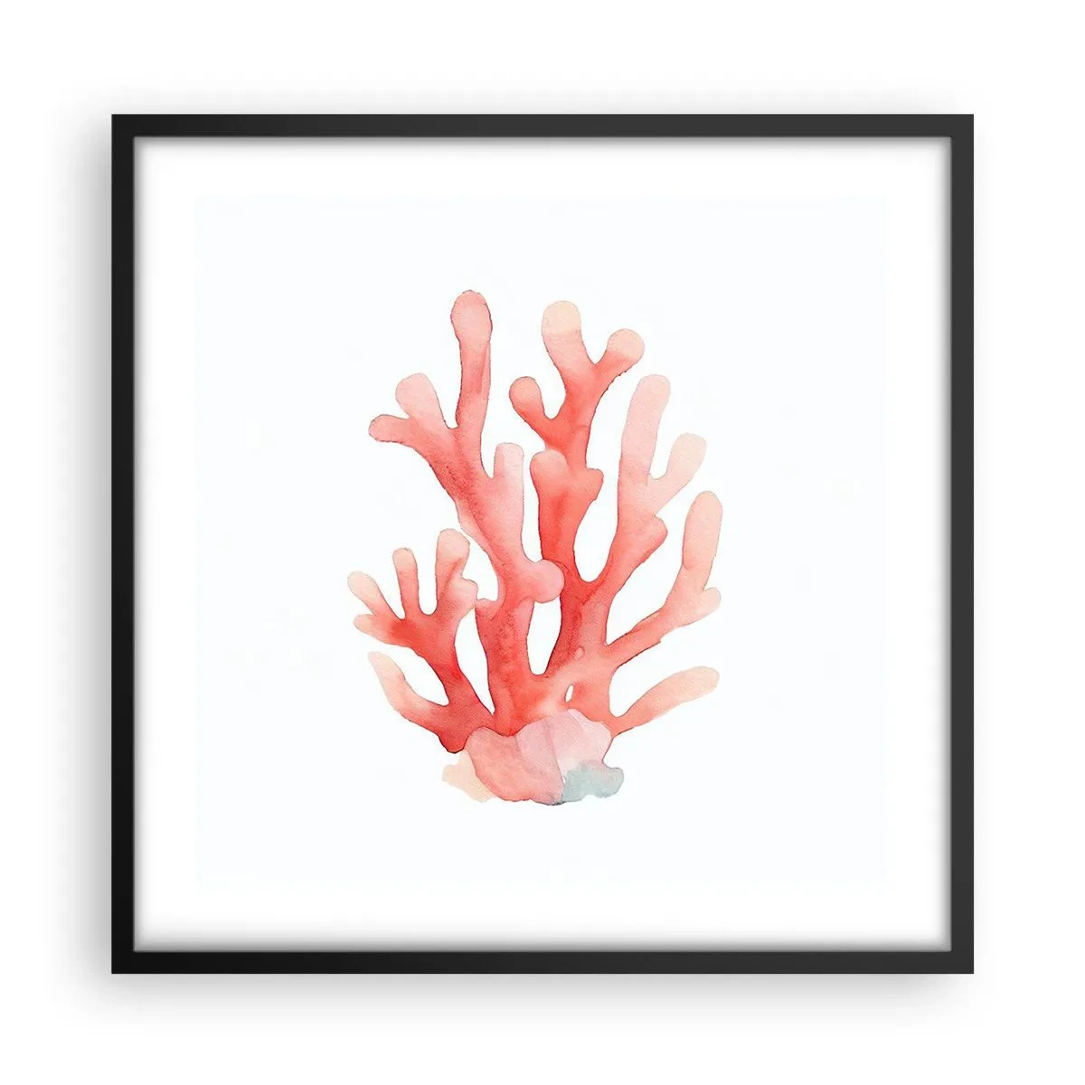 Plakat w czarnej ramie - Koral koloru koralowego - 50x50 cm