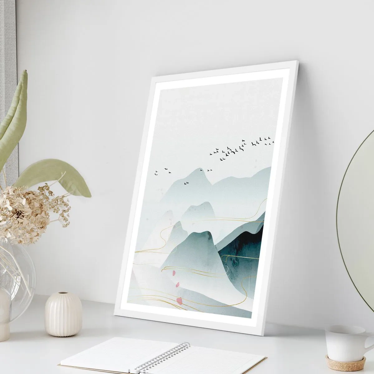 Plakat w białej ramie - Ponad szczytami - 50x70 cm