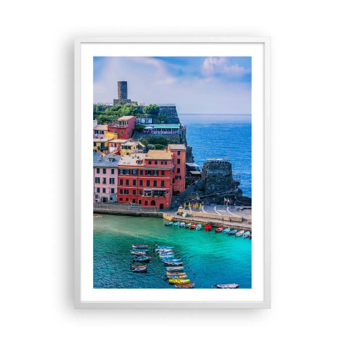 Plakat w białej ramie - Śródziemnomorskie magiczne miasteczko - 50x70 cm