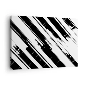 Obraz na płótnie - Czarno-białe linie i geometryczne wzory w nowoczesnym stylu - 70x50cm - Kompozycja intensywna i dynamiczna - Nowoczesna dekoracja ścienna do salonu i sypialni ARTTOR