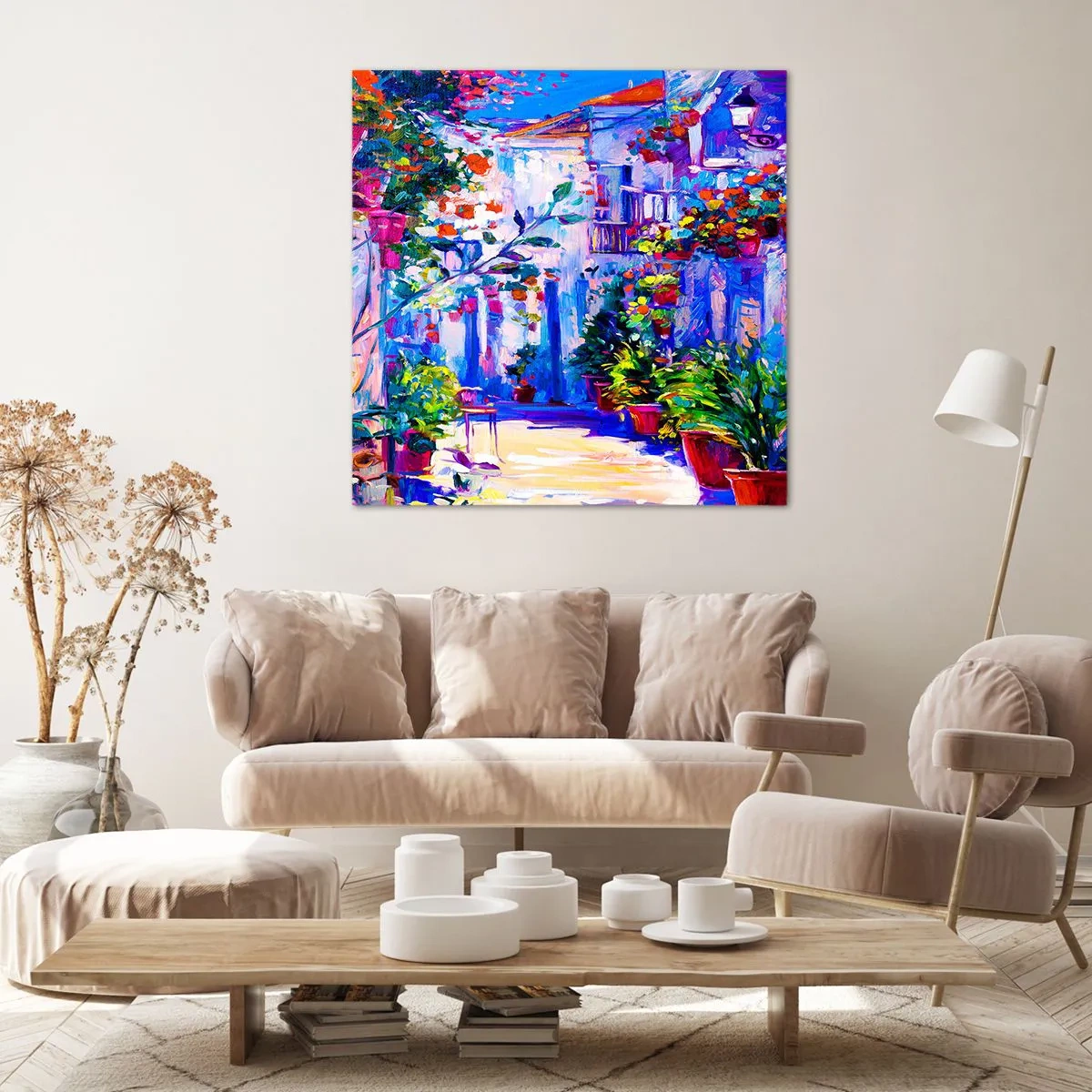 Obraz na płótnie - Impresja - włoska uliczka - 60x60 cm