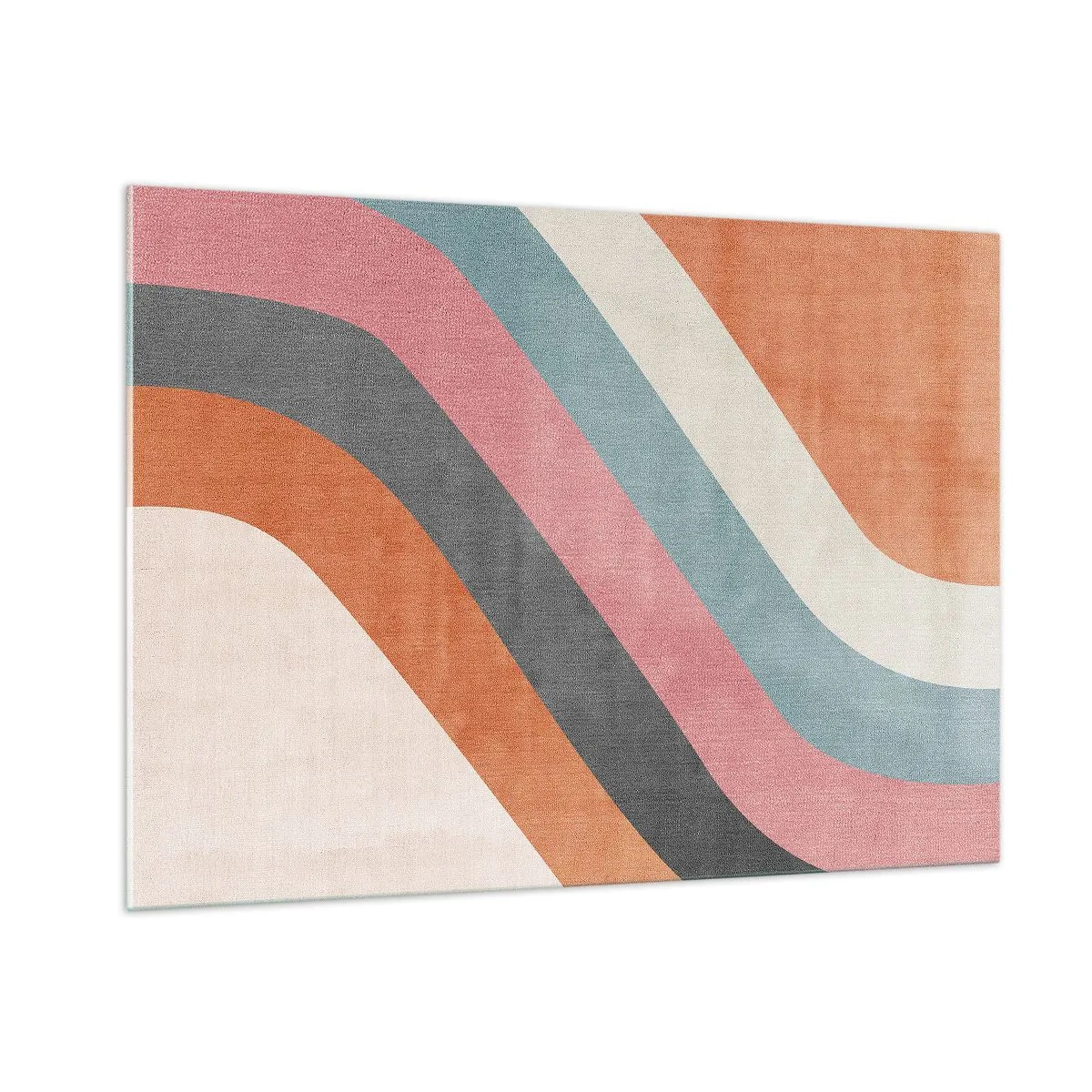 Obraz na szkle - Kolorowe pasy w układzie diagonalnym na jasnym tle - 100x70cm - Kompozycja diagonalna – ruch - Nowoczesna dekoracja ścienna do salonu, kuchni i sypialni ARTTOR