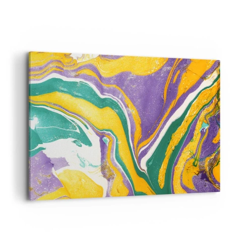 Obraz na płótnie - Abstrakcyjny wzór marmurkowy w żywych barwach - 120x80cm - Fale barw - Nowoczesna dekoracja ścienna do salonu, kuchni i sypialni ARTTOR