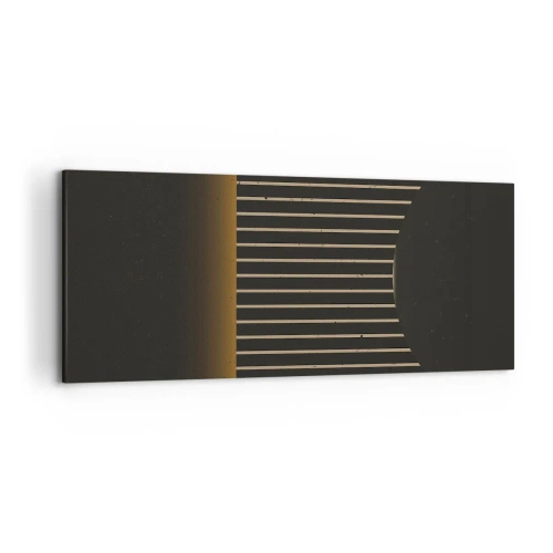 Obraz na płótnie - Geometryczny wzór z pasami na ciemnym tle - 120x50cm - Zbadać ciemność - Nowoczesna dekoracja ścienna do salonu i sypialni ARTTOR