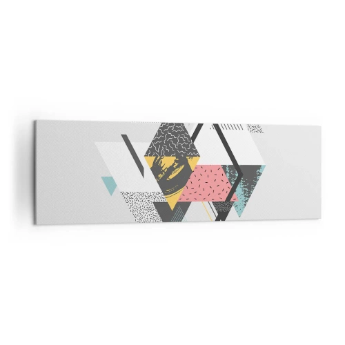 Obraz na płótnie - Geometryczne wzory na jasnym tle - 160x50cm - Wariacja na trójkąt i romb - Nowoczesna dekoracja ścienna do salonu i sypialni ARTTOR