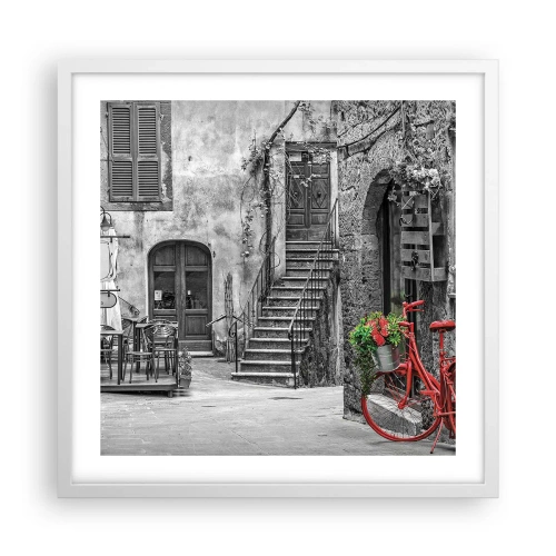 Plakat w białej ramie - Toskański zaułek - 50x50 cm