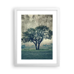 Plakat w białej ramie - Jabłoń na błękitnym błoniu? - 30x40 cm