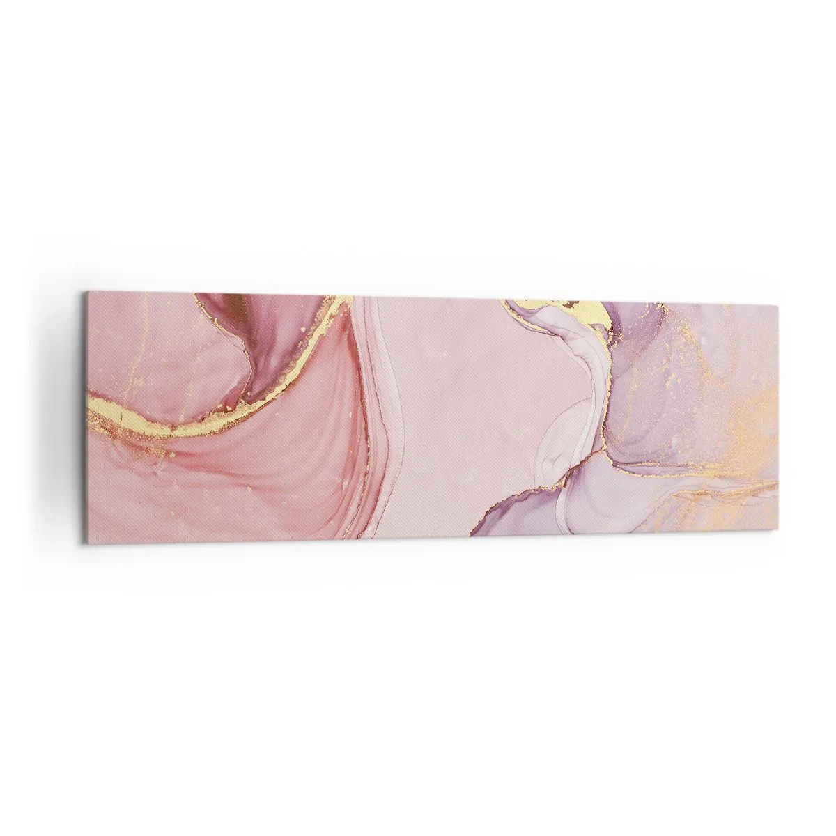 Obraz na płótnie - Delikatne abstrakcyjne wzory w odcieniach różu i złota - 160x50cm - Pieszczota barw - Nowoczesna dekoracja ścienna do salonu i sypialni ARTTOR
