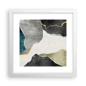 Plakat w białej ramie - Mozaikowa kompozycja z nitką złota - 30x30 cm