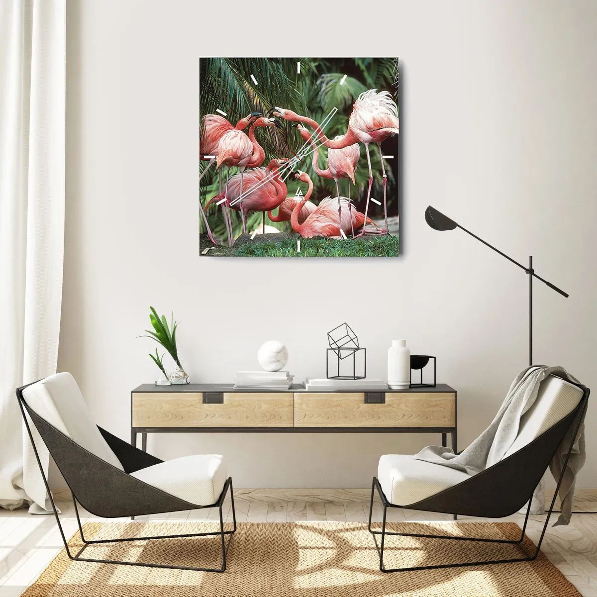 Zegar ścienny - Popołudniowe ploteczki - 40x40 cm