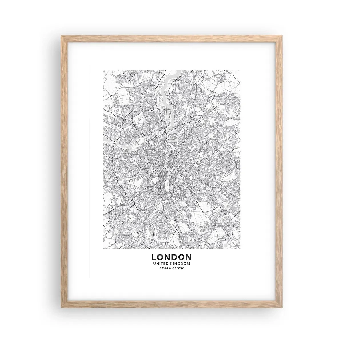 Plakat w ramie jasny dąb - Mapa londyńskiego labiryntu - 40x50 cm