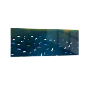 Obraz na szkle - Widok z lotu ptaka na łodzie na wodzie i piaszczysty brzeg - 140x50cm - Wakacyjna gra - Nowoczesna dekoracja ścienna do salonu i sypialni ARTTOR