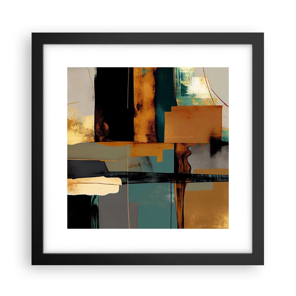 Plakat w czarnej ramie - Abstrakcja – światło i cień - 30x30 cm