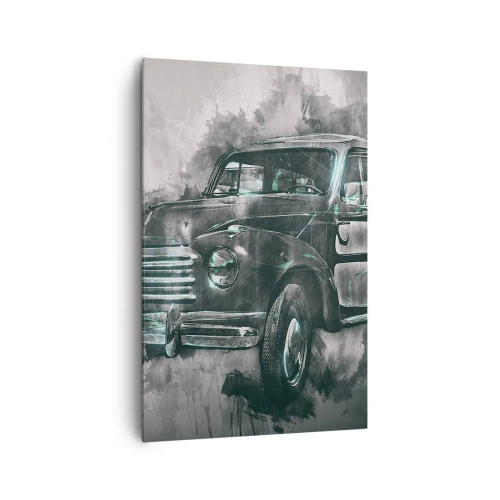 Obraz na płótnie - Klasyczny samochód w stylu retro na artystycznym tle - 80x120cm - Szacowny przodek - Nowoczesna dekoracja ścienna do salonu i sypialni ARTTOR