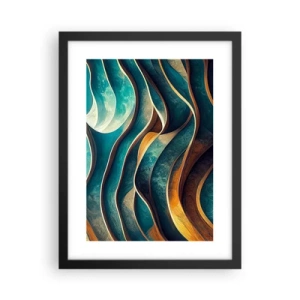Plakat w czarnej ramie - Meandry błękitu - 30x40 cm