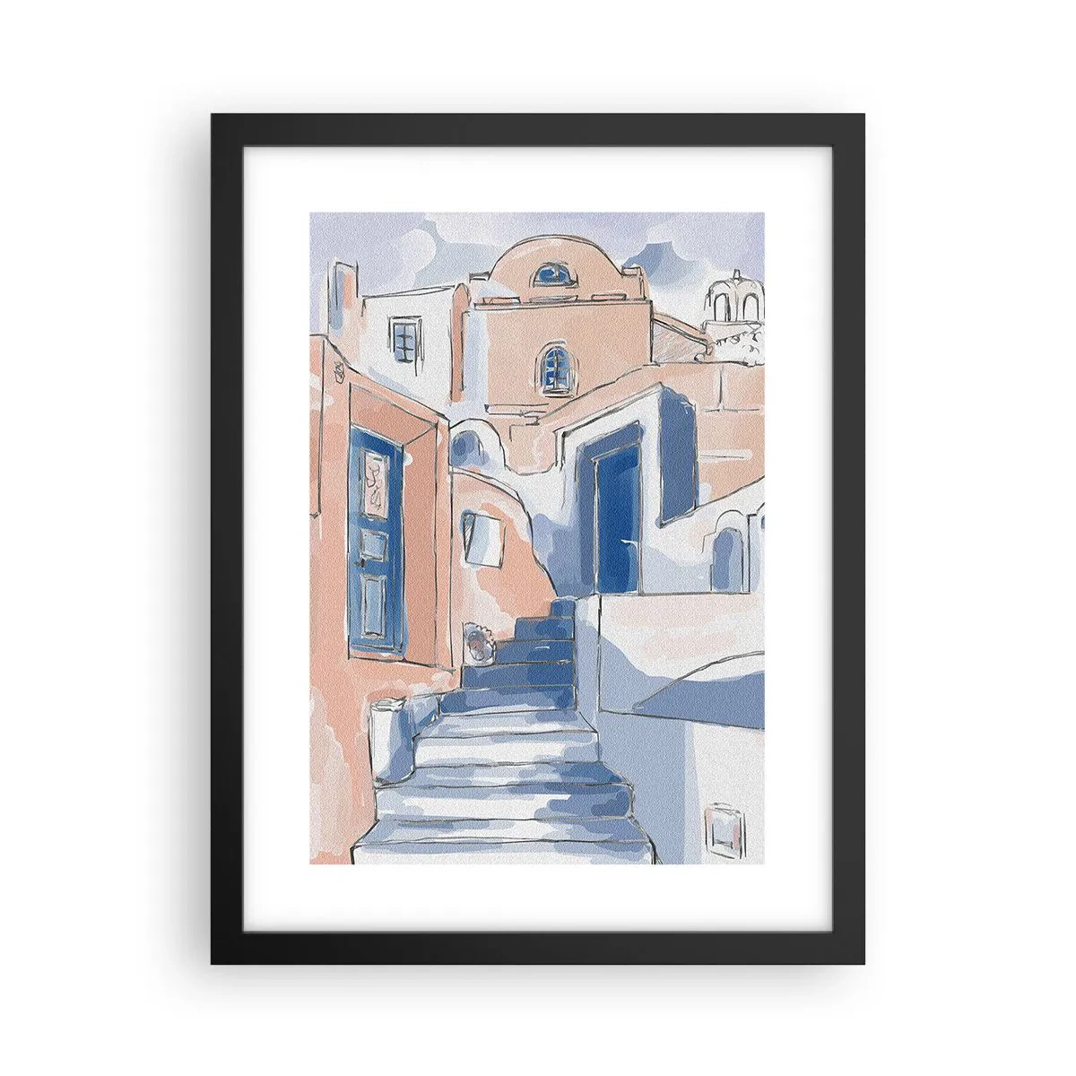 Plakat w czarnej ramie - Egzotyczne miasto - 30x40 cm