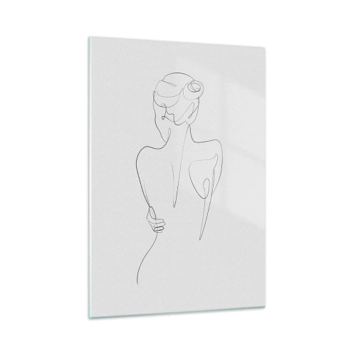 Obraz na szkle - Delikatny szkic kobiety z tyłu wykonany pojedynczą linią - 50x70cm - Muzyka ciała - Nowoczesna dekoracja ścienna do salonu, kuchni i sypialni ARTTOR