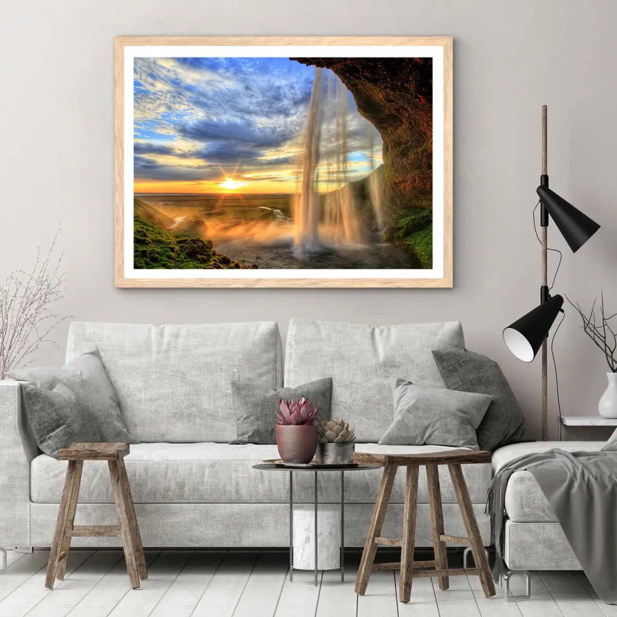 Plakat w ramie jasny dąb - Świat za zasłoną kropel - 50x40 cm