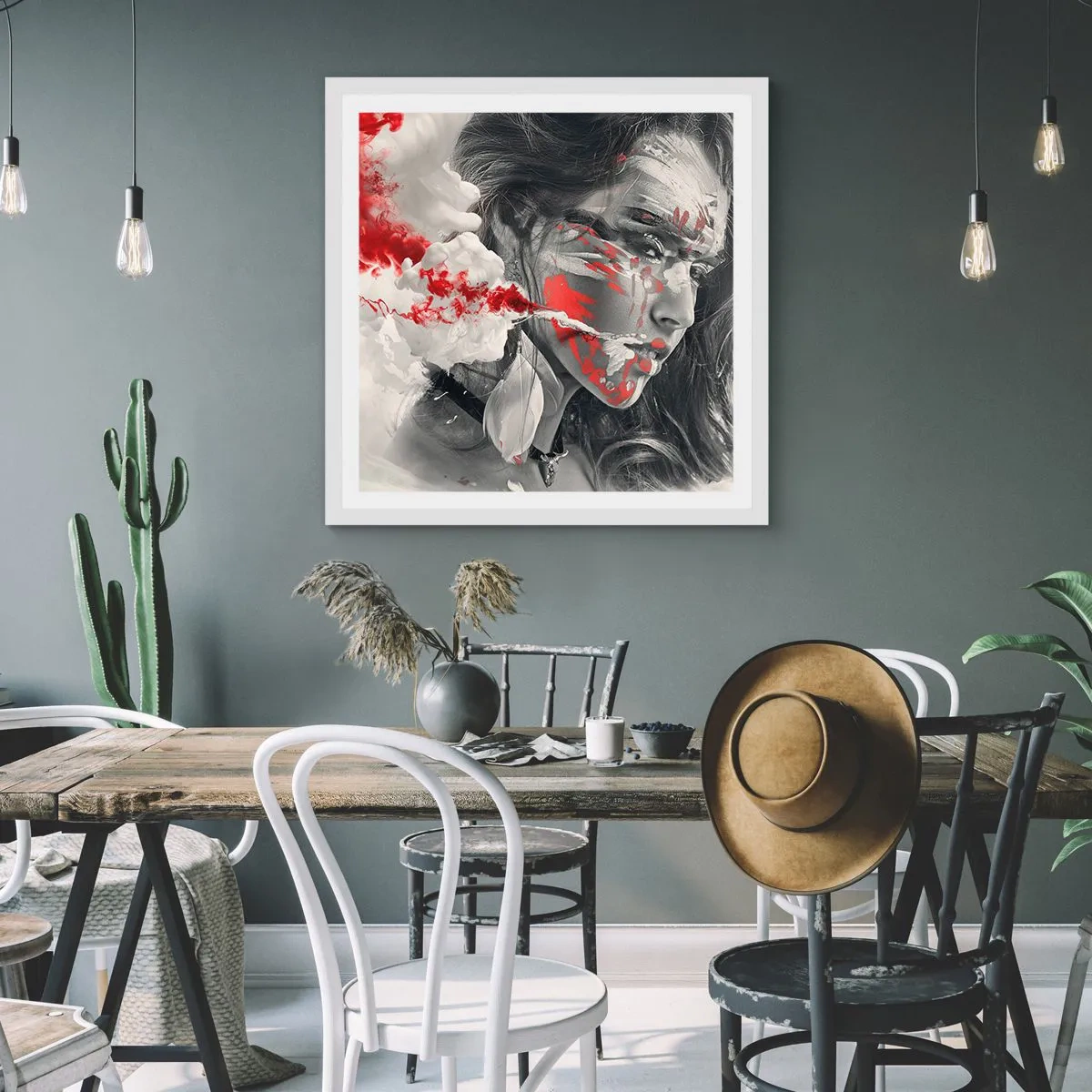 Plakat w białej ramie - W oparach absurdu - 60x60 cm