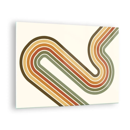 Obraz na szkle - Geometryczna abstrakcja w stylu retro z falistymi liniami - 70x50cm - Zygzakiem do celu - Nowoczesna dekoracja ścienna do salonu i sypialni ARTTOR