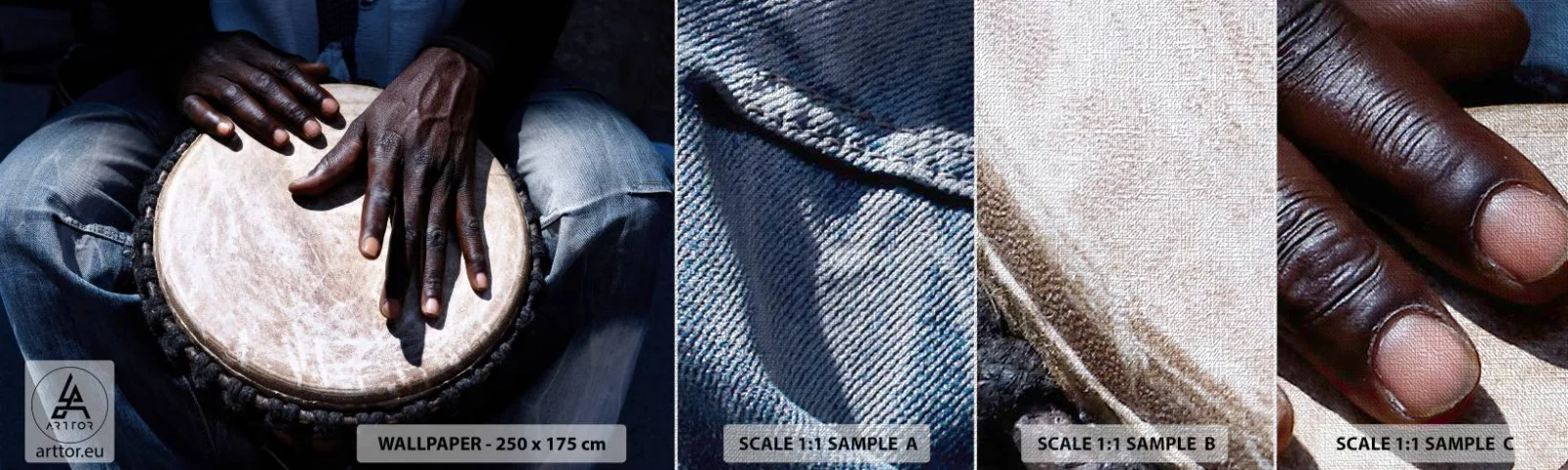 Fototapeta Próbka Premium Canvas - Żyj w swoim rytmie - Bęben, Muzyka, Afryka - 100x30 cm