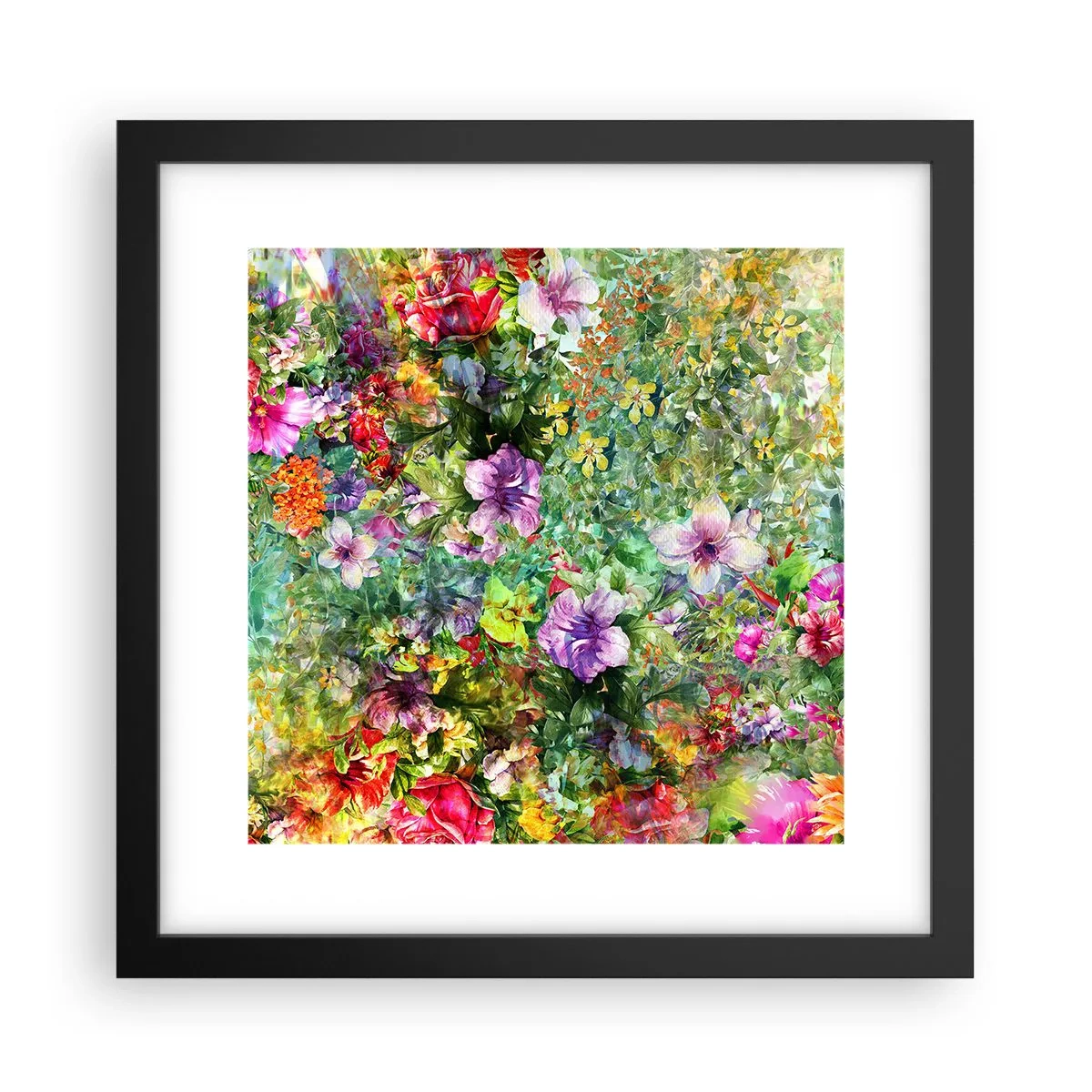 Plakat w czarnej ramie - W kwiaty na zatracenie - 30x30 cm