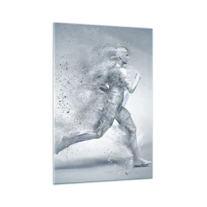 Obraz na szkle - Dynamiczna postać w biegu w abstrakcyjnym stylu - 70x100cm - Energia krystalicznie czysta - Nowoczesna dekoracja ścienna do salonu i sypialni ARTTOR